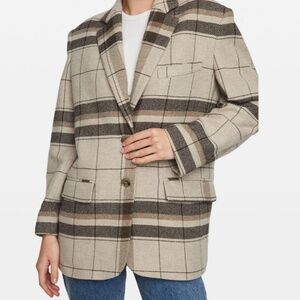 NWT Anine Bing Quinn Blazer Khaki Plaid Size M - Boxy Oversized